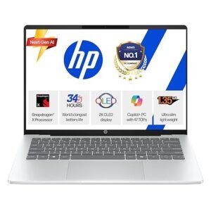 HP OmniBook 5 (Previously Pavilion), QC Snapdragon X (16GB LPDDR5x, 512GB SSD) 2K, OLED, 14''/35.6cm, Win11, M365 Basic(1yr)* Office24, Silver, 1.35kg, he0014QU, Ultra Light-weight, Next-Gen AI Laptop